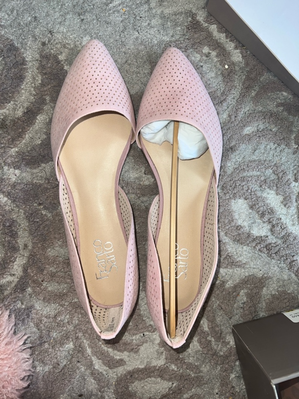 Franco Sarto Blush Pink Perforated D'Orsay Pointed Flats